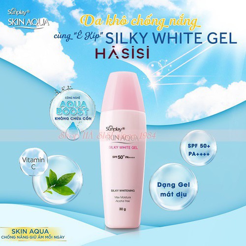 Kem Chống Nắng Nắp Hồng SUNPLAY - Skin Aqua Silky White Gel SPF50+/PA++++ 30g (Kèm KM)