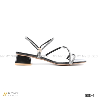 Sandal dây đá gót vuông 3p mymy shoes 588-1