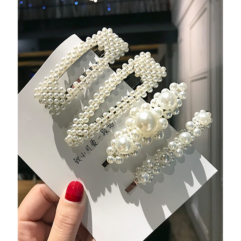 QADCOL Kẹp Tóc Đính Ngọc Trai Giả Thời Trang Hàn Quốc Dành Cho Nữ
