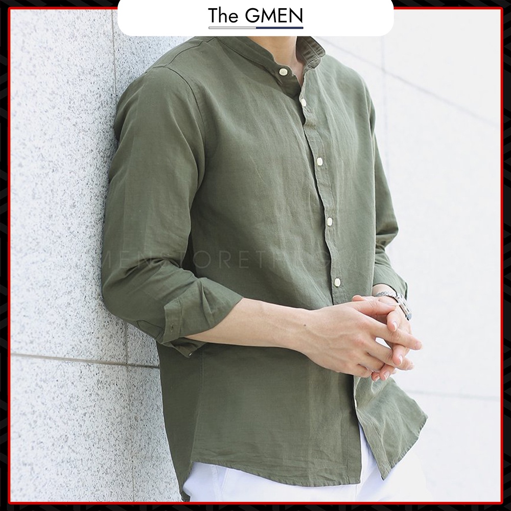 [Giảm 10% Mã SKMLTSM12] Áo sơ mi tay dài The GMEN Linen cổ trụ chất liệu linen mềm mại, thoáng mát giá tốt | BigBuy360 - bigbuy360.vn