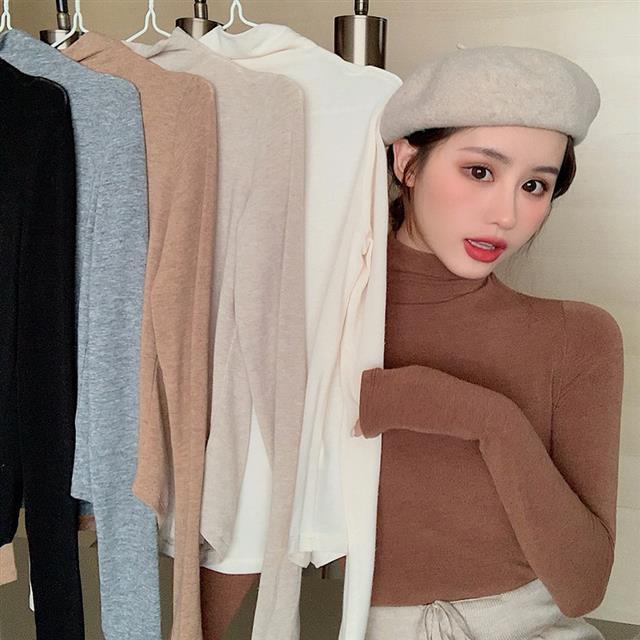 Áo Thun Dài Tay Cổ Cao Thiết Kế Mới Thời Trang Theo Phong Cách Hàn Quốc Cho Nữ