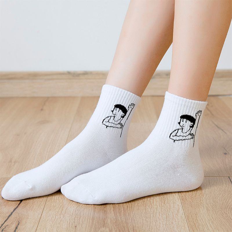 Xixi Set 5 Đôi Tất Chân In Hình Cây Xương Rồng / Chữ Phong Cách Nhật Bản Cho Nữ | BigBuy360 - bigbuy360.vn