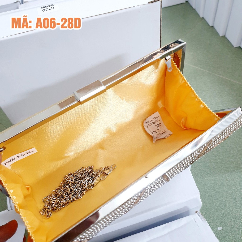 VÍ CẦM TAY ĐÍNH ĐÁ A06-28D A068d HÌNH THẬT + VIDEO THẬT DO SHOP TỰ QUAY