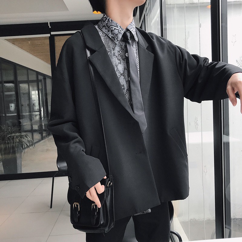 Áo Khoác Blazer Dáng Rộng Phong Cách Hàn Quốc Thời Trang Cho Nam Giới Có 2 Màu Size S-3XL