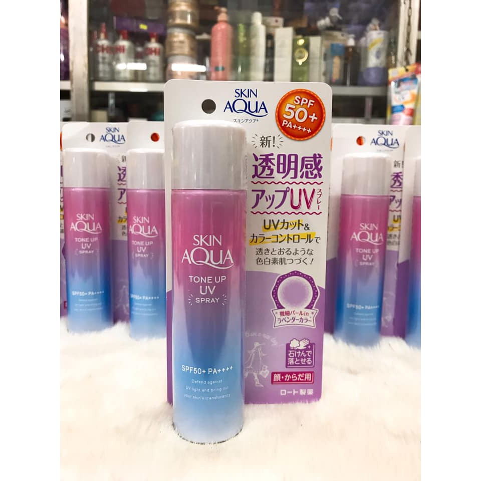 (SX Nhật Bản) Xịt chống nắng Rohto Skin Aqua Tone Up UV SPF 50+ PA++++