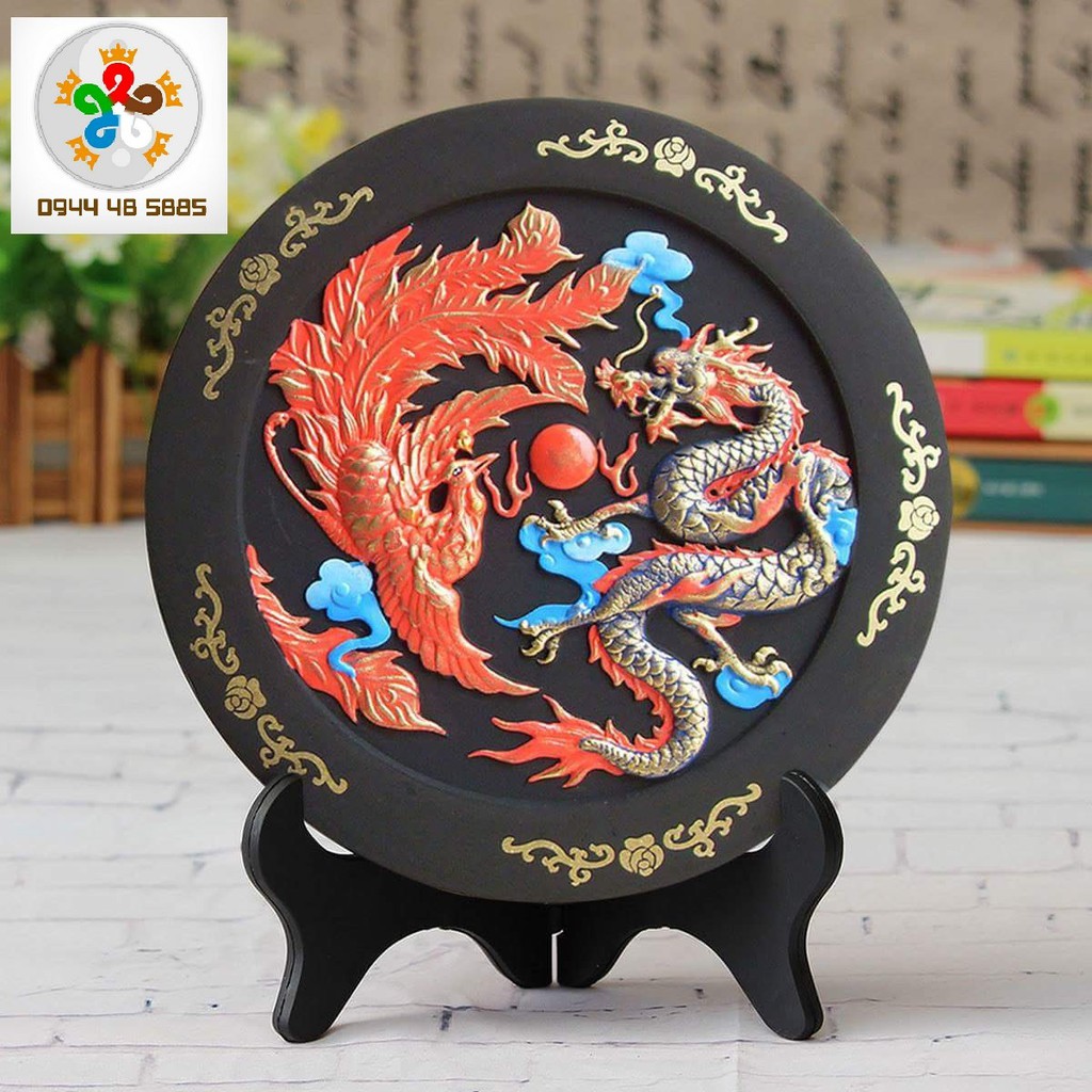 TRANH ĐĨA PHONG THỦY TRANG TRÍ PHÒNG KHÁCH- LONG PHỤNG HÒA MINH