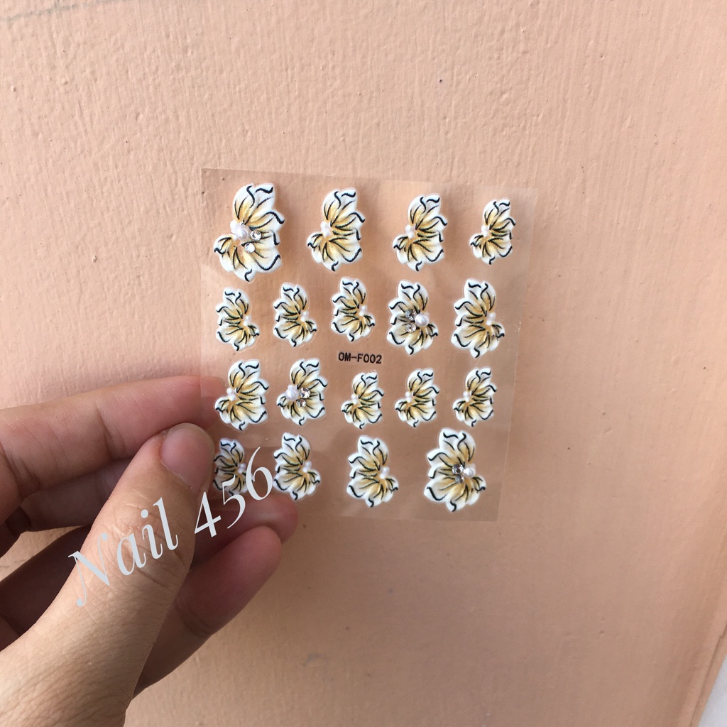 Sticker Chạm Khắc Nổi 5d Cho Móng Tay, sticker hoa bột
