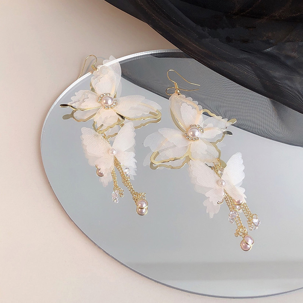 Khuyên Tai Nữ Trang Dáng Dài Tạo Hình Con Bướm