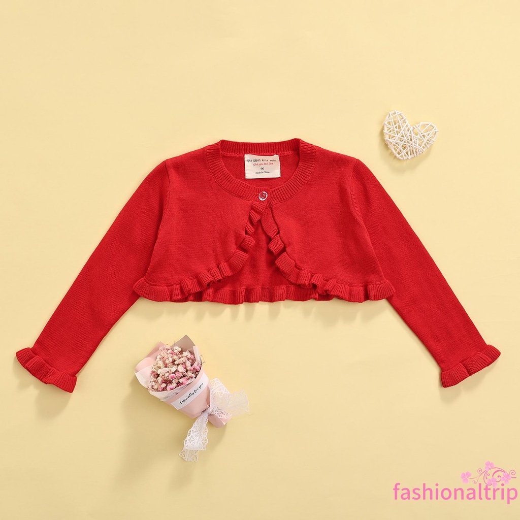 Áo Khoác Cardigan Dệt Kim Tay Dài Cổ Tròn Màu Sắc Đơn Giản Thời Trang Mùa Thu Dành Cho Bé Gái
