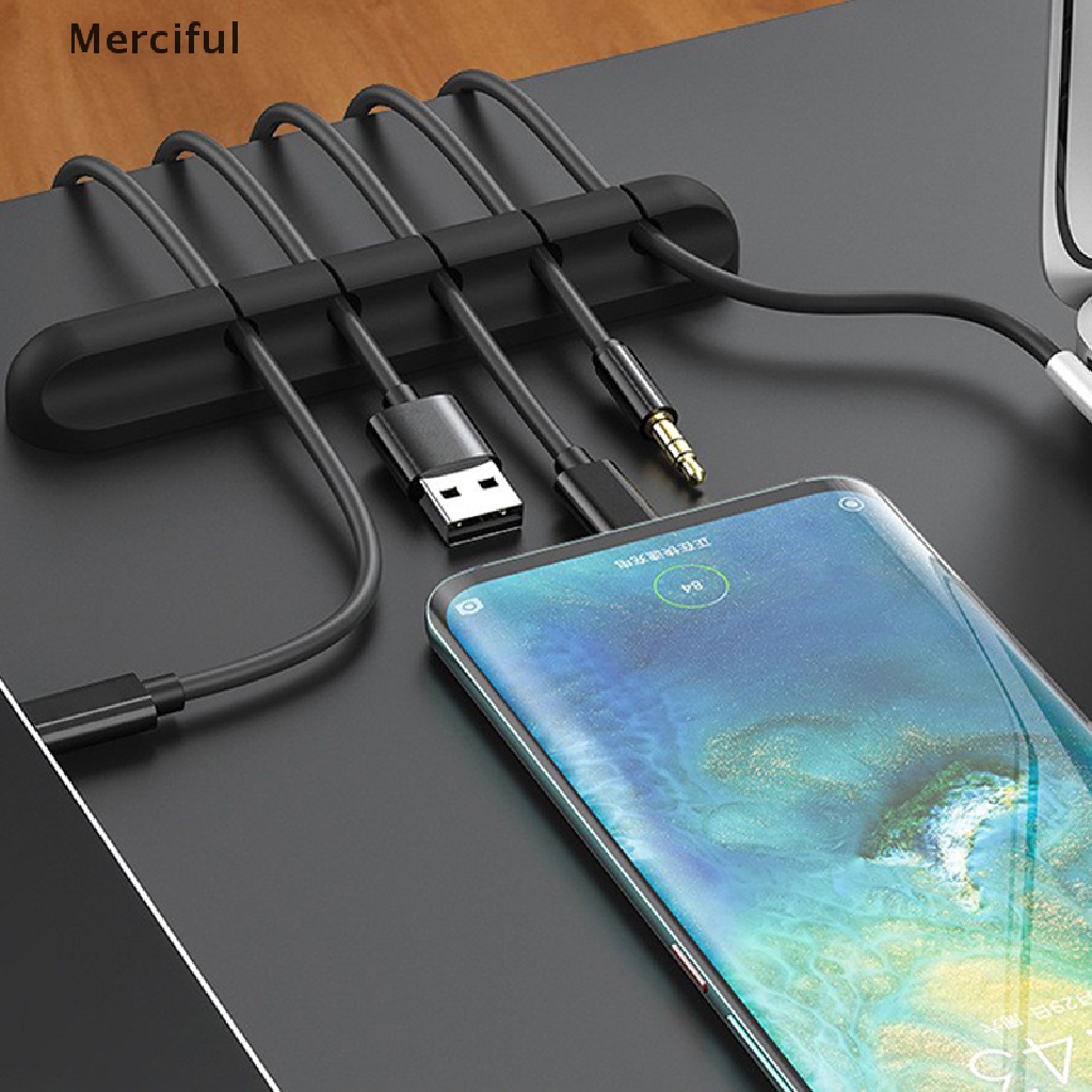 Dụng cụ giữ dây cáp sạc USB 3/5/7 lỗ bằng silicon tiện dụng
