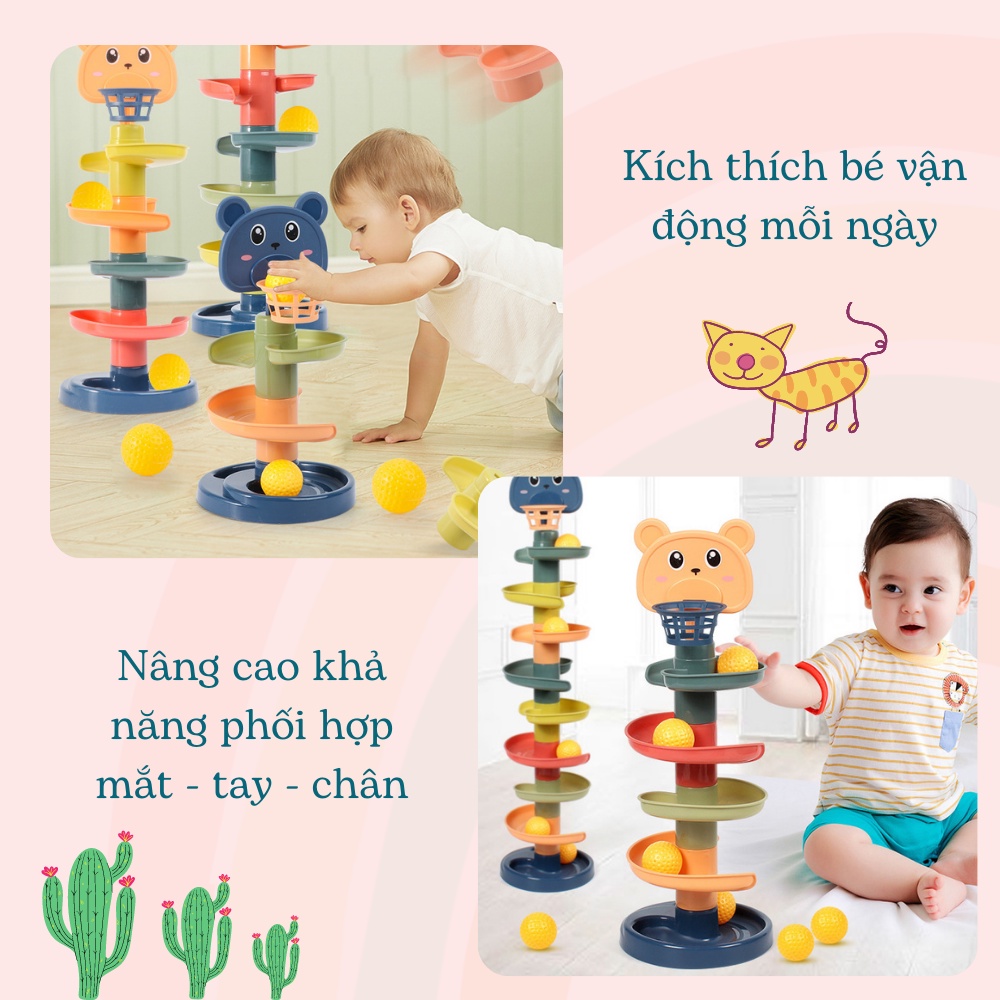 Bộ tháp thả bóng đồ chơi giáo dục sớm, đồ chơi xếp bóng trượt trên tháp hình vịt hàng dành cho bé trai gái 2 3 4 5 6 tuổ
