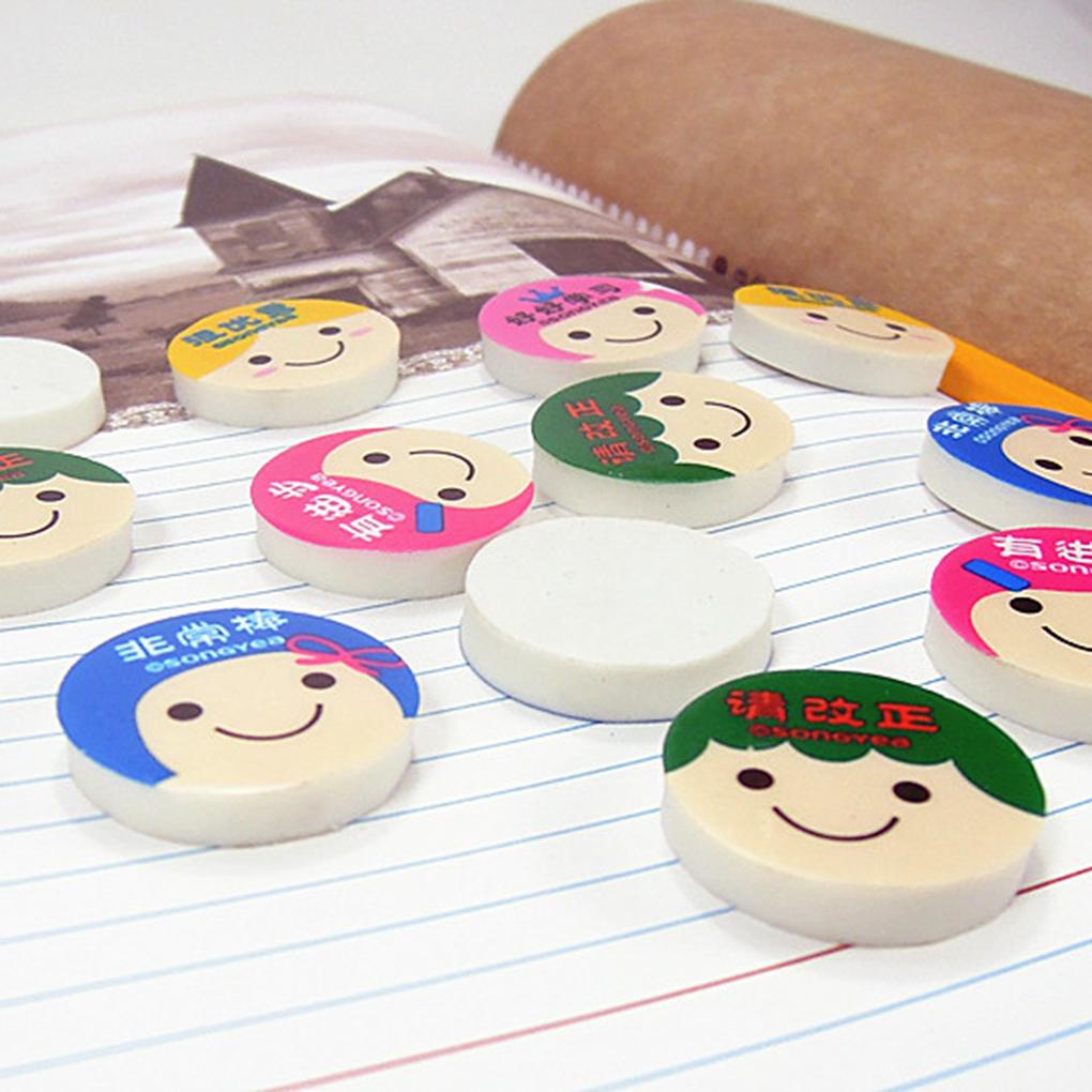 Cục Tẩy Hình Tròn Bằng Cao Su Họa Tiết Hoạt Hình Màu Sắc Ngẫu Nhiên