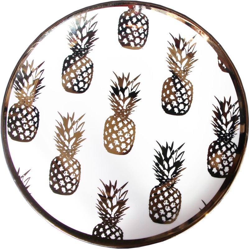 Special offer creative ins hot Nordic gold jewelry plate dessert plate bone china breakfast plate pineapple dessert plate posing
