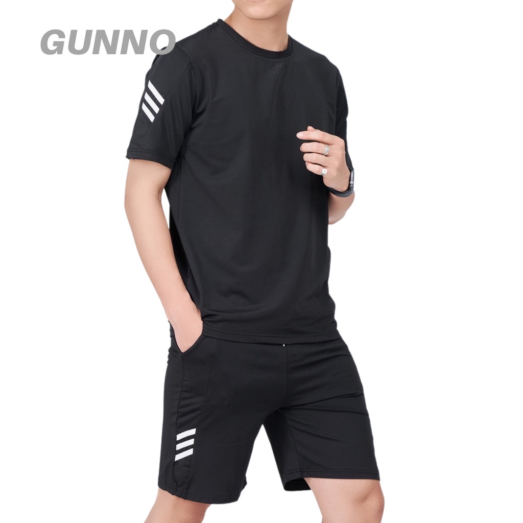 Bộ Thể Thao Nam GUNNO vải thun lạnh thoáng mát co giãn năng động thời trang
