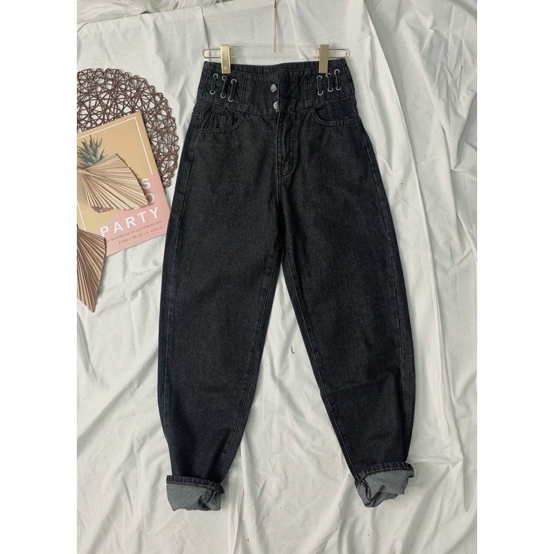 QUẦN JEAN BAGGY CẠP CAO PHỐI LƯNG QUẦN ĐAN DÂY MS 2292 [ CLIP THẬT] [FREESHIP] hàng loại 1, VẢI DÀY