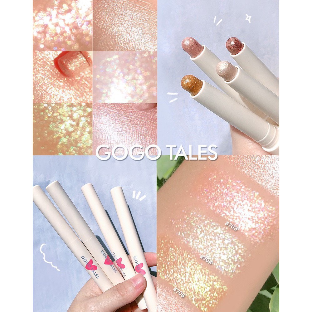 Bút nhũ mắt Gogotales Pearlescent Colorful GT207 Nhỏ Gọn Tiện Lợi Dạng Bút Dễ Kẻ, Phấn Nhũ Lì Mịn Lâu Trôi