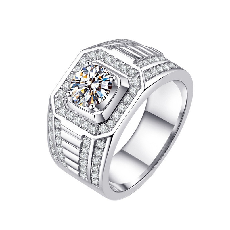 Nhẫn đính hôn kim cương vàng trắng sang trọng dành cho nam và nữ