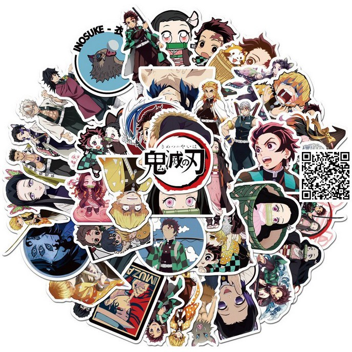 1176 Hình dán Anime Lưỡi Gươm Diệt Quỷ - Kimetsu No Yaiba chống trầy, chống thấm nước, không phai màu dưới ánh nắng