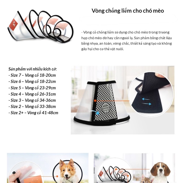 Loa Vòng Chống Liếm Nhiều Size Cho Chó Mèo - Xiuxiu Giang
