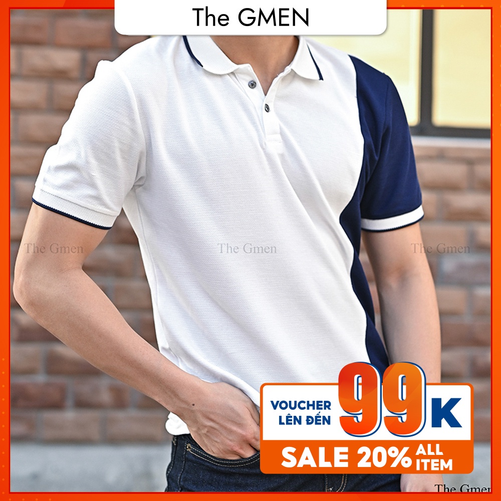 Áo Polo nam The GMEN Piping Polo Shirt xen kẻ hai màu ấn tượng, 100% cotton, chuẩn form