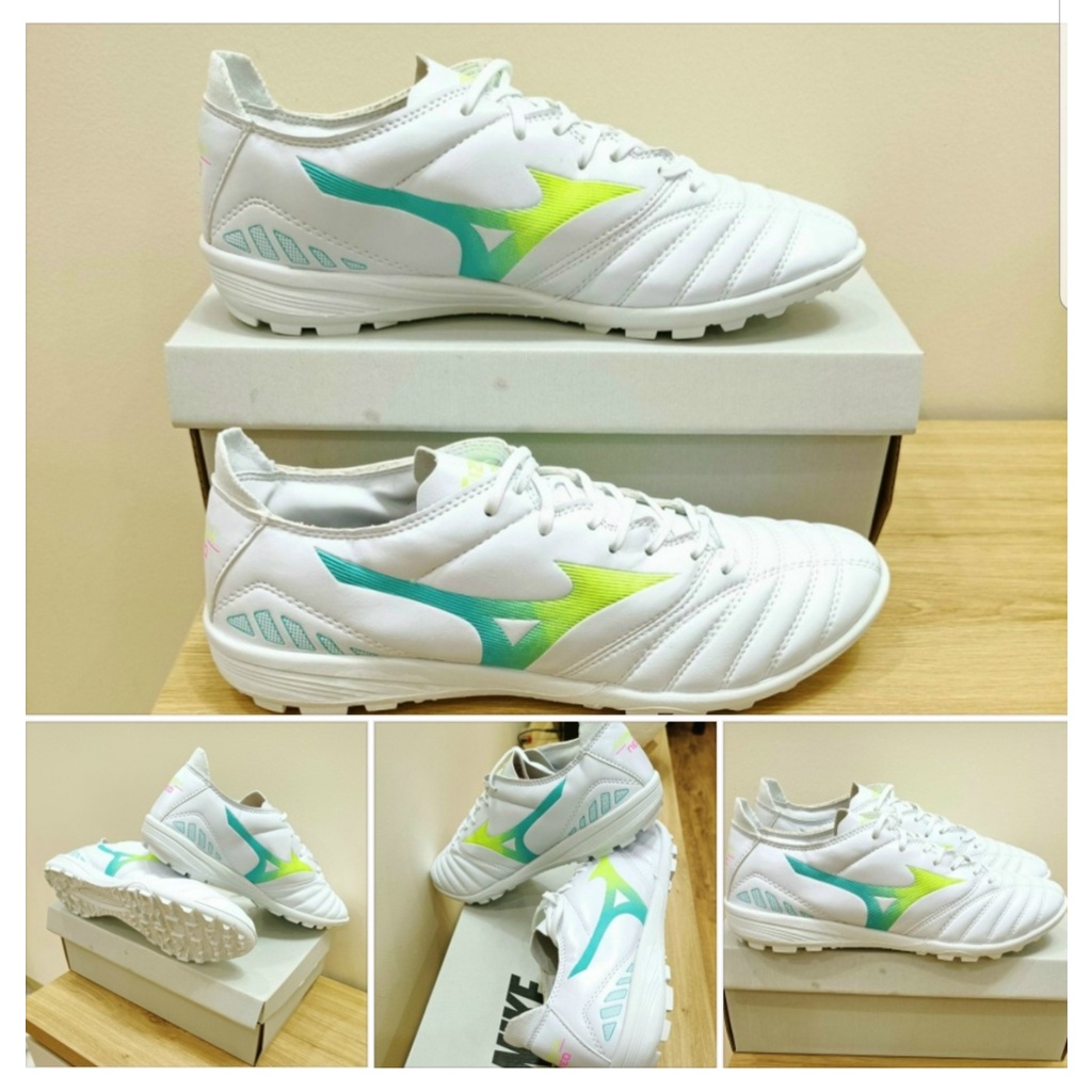 Giày đá bóng sân cỏ nhân tạo Mizuno Neo 3 Trắng Vàng Xanh đế TF sân cỏ nhân tạo