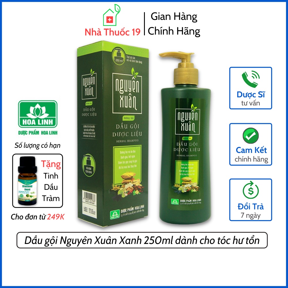 Dầu gội Dược liệu Nguyên Xuân xanh 250ml (Dưỡng tóc, phục hồi hư tổn)