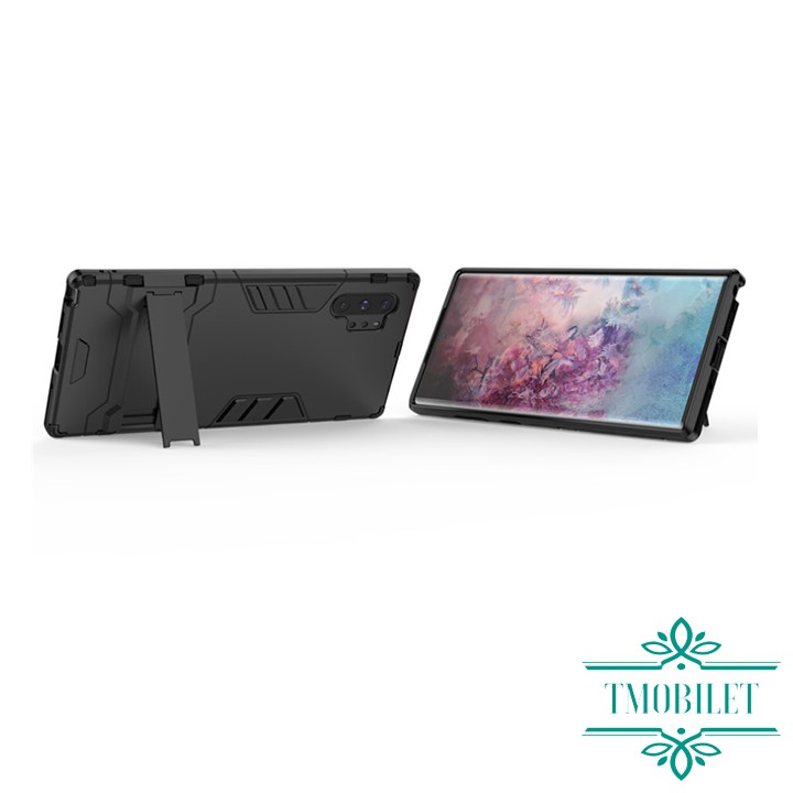 Ốp Lưng Samsung Galaxy Note 10+ Plus IRON MAN chống sốc Bảo Vệ Điện Thoại Có Chân Chống Xem Video - Màu Đen/ Xanh Navy