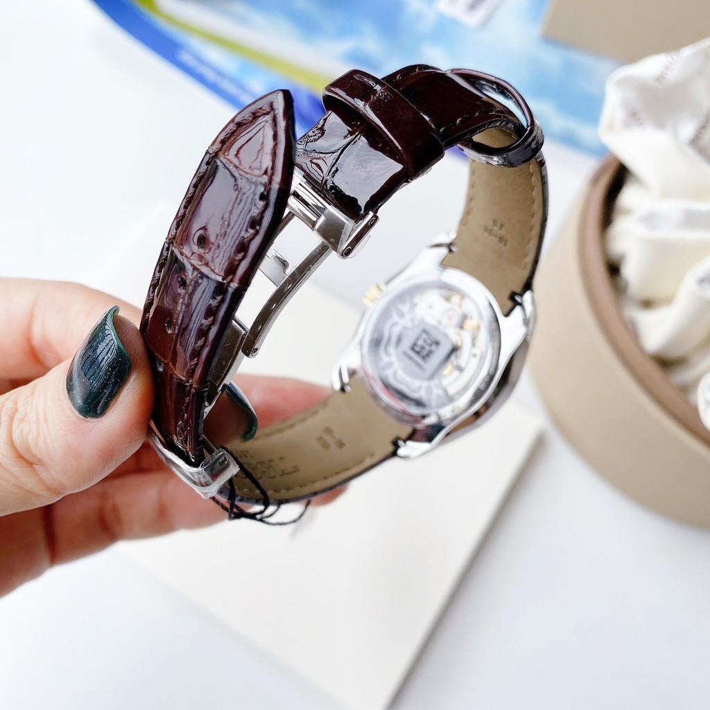 Đồng hồ Nữ chính hãng Tissot 1853 Powermatic T035.207.26.031.00 Size 32,Viền vàng,Mặt trắng,Lịch-Máy cơ-Dây da cao cấp