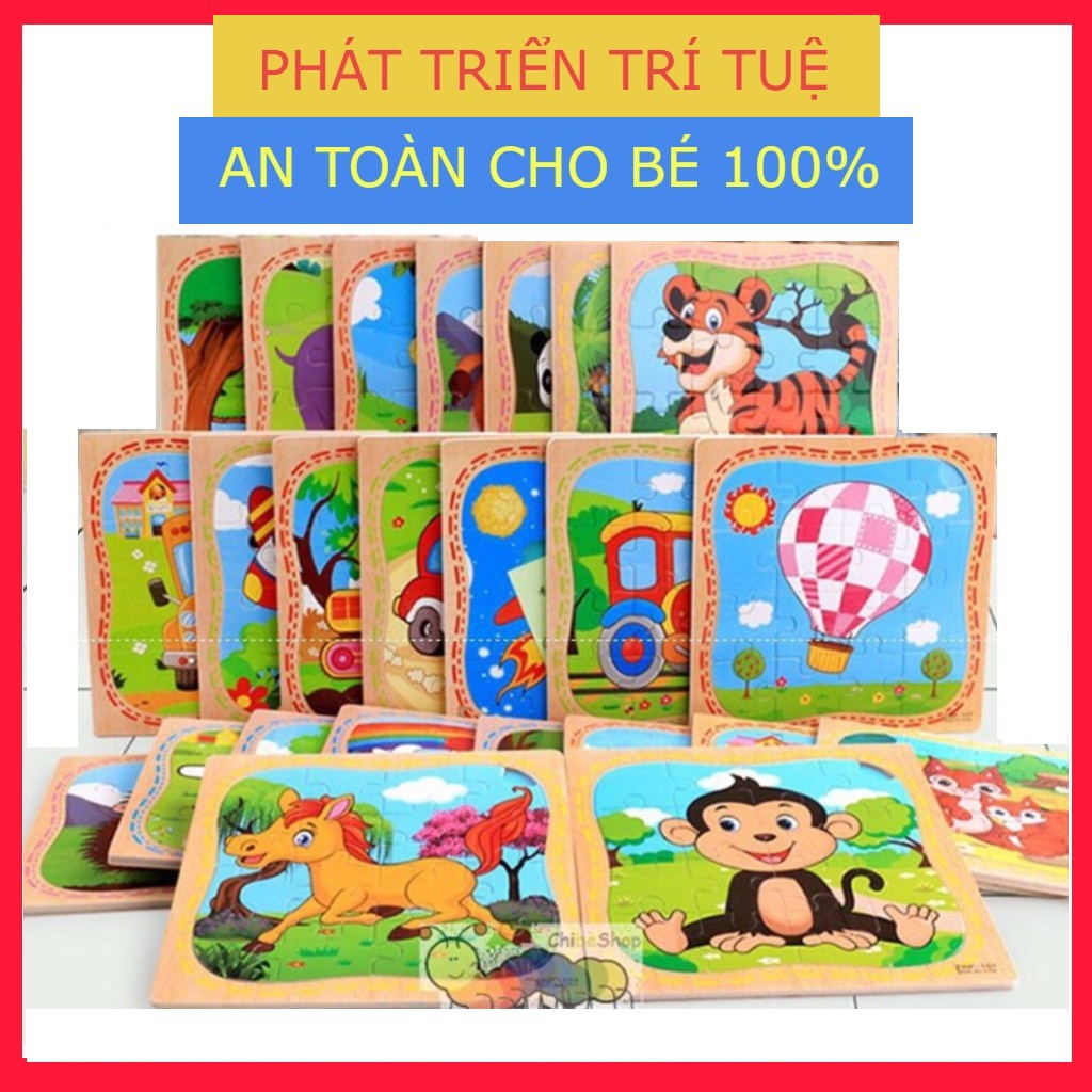 [Mã TOYDEC hoàn 20K xu đơn 50K] Đồ chơi thông minh Tranh ghép gỗ 16 miếng cho Bé (Đồ Chơi Trẻ Em)