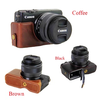 Vỏ da PU nửa thân bảo vệ dành cho máy Canon EOS M10/ M100/ M200