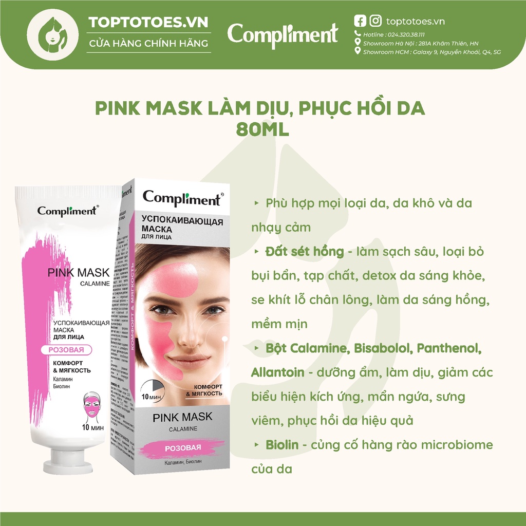 Mặt nạ đất sét Compliment detox da, làm sáng, kiềm dầu, se khít lỗ chân lông 80ml