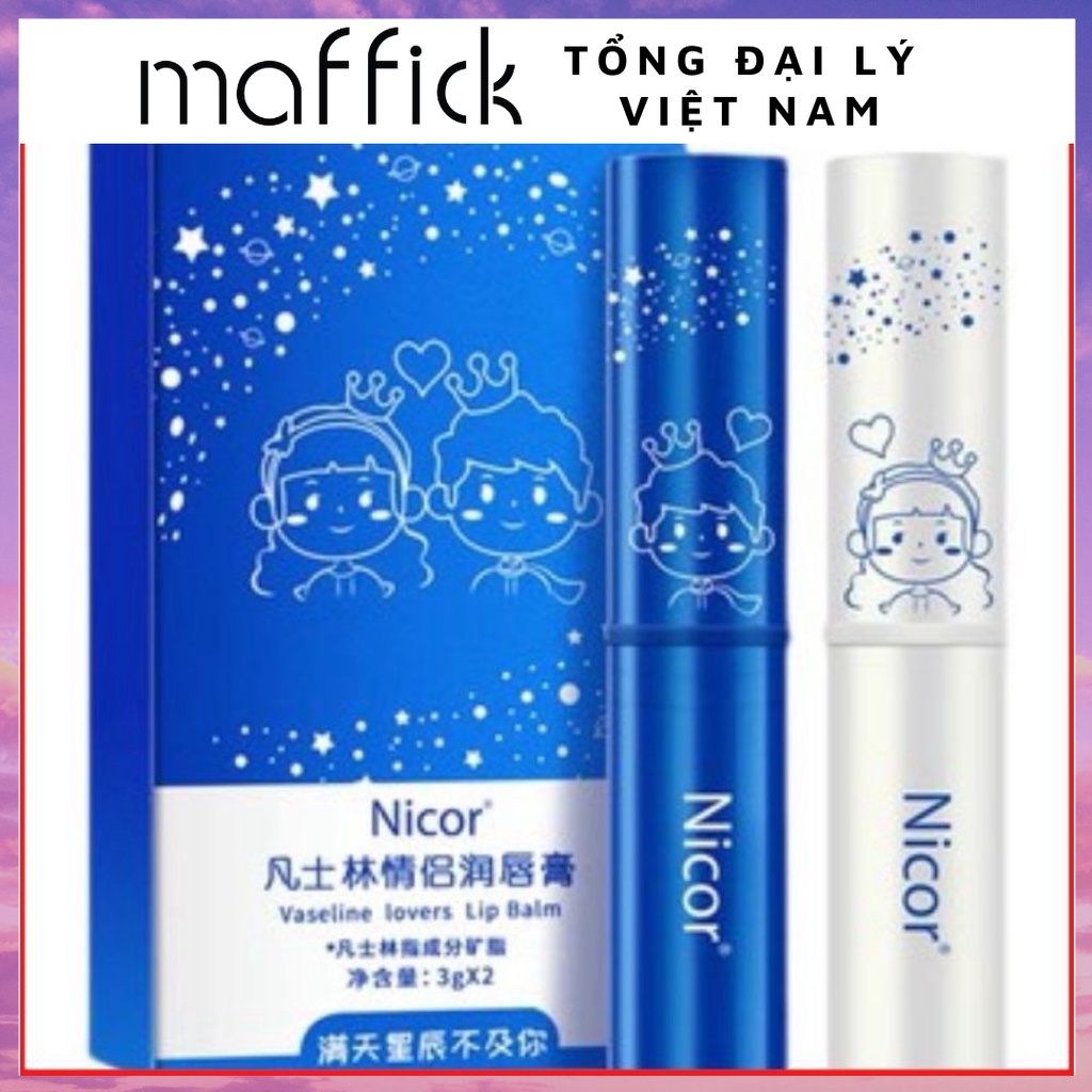Set 2 cây Son dưỡng môi làm mềm ngày và đêm Nicor cho nam và nữ