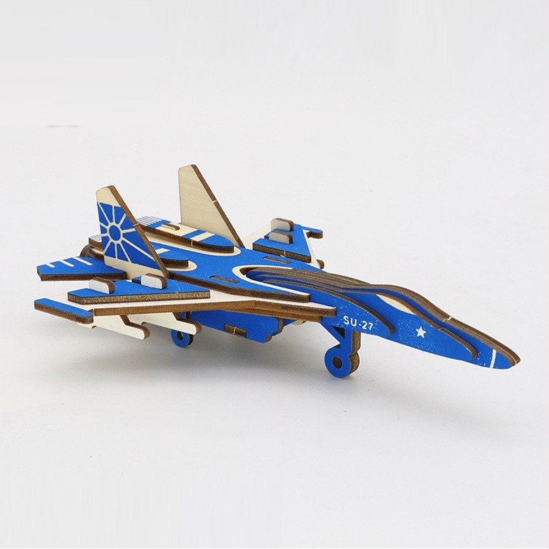 Đồ chơi lắp ráp gỗ 3D Mô hình Máy bay Su-27 Laser HG-A047