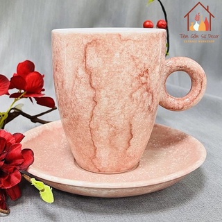 Cốc sứ uống cafe latte men đá độc đáo Bát Tràng chính hãng, khử chì, 15 màu