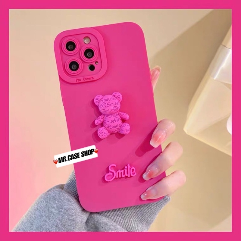 Ốp lưng ip chất bóng hồng neon hoạ tiết 1 gấu dâu lotso dành cho ip - Mr.Case
