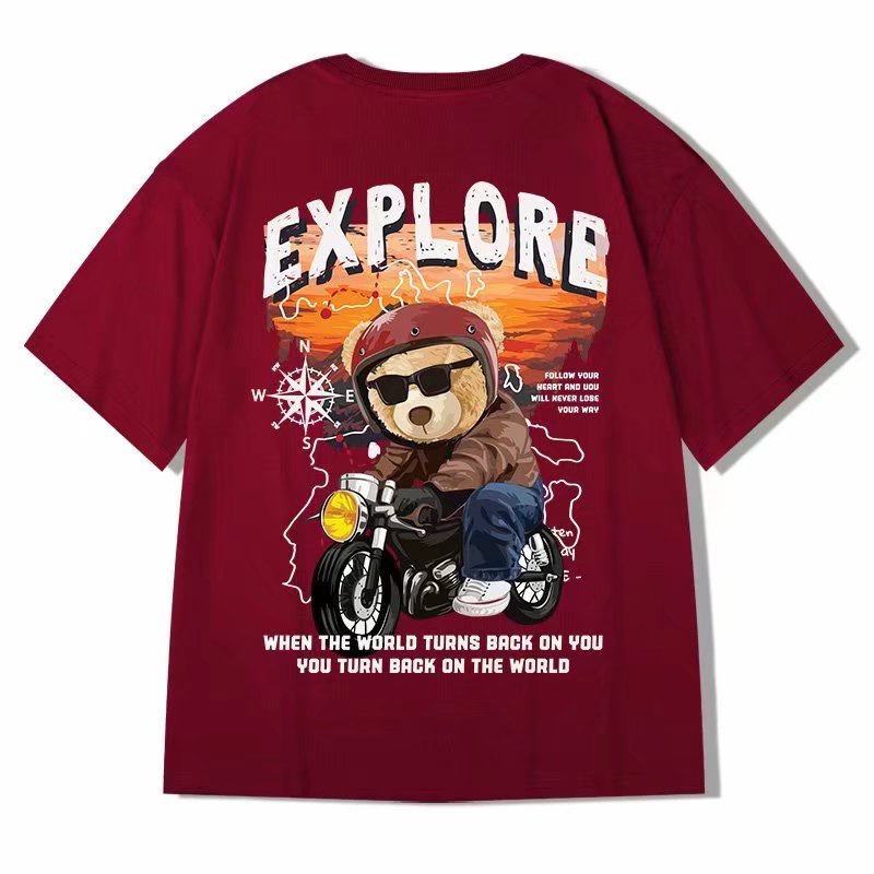 Áo Thun Tay Ngắn Dáng Rộng In Họa Tiết Chú Gấu Hoạt Hình Phong Cách Nhật Bản Thời Trang Mùa Hè Cho Nam Và Nữ [M-8XL]