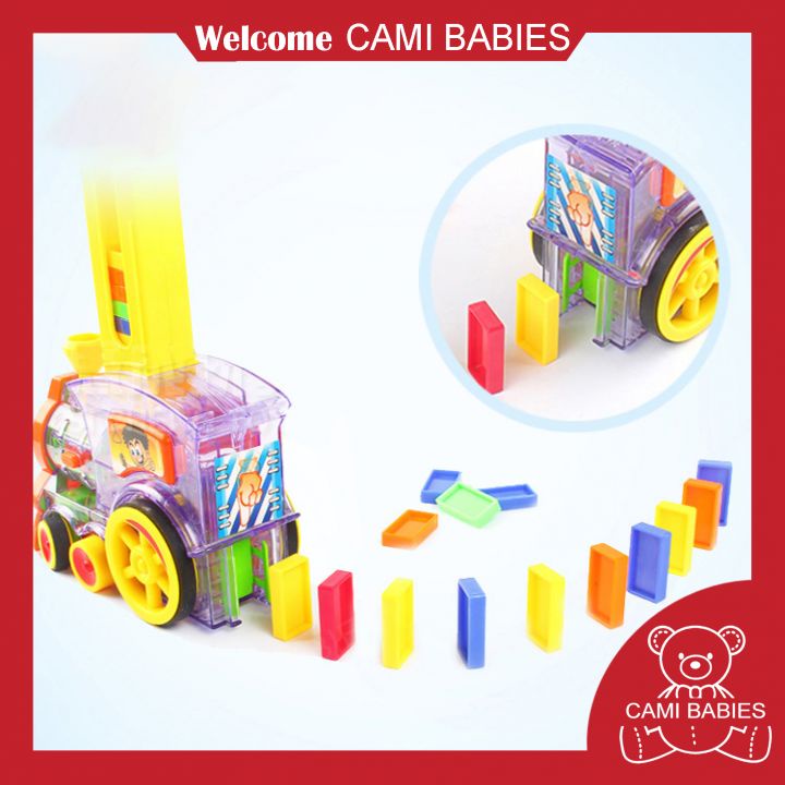 Xe dominio tự động xếp domino có âm thanh và ánh sáng tặng kèm pin cực hot cho bé