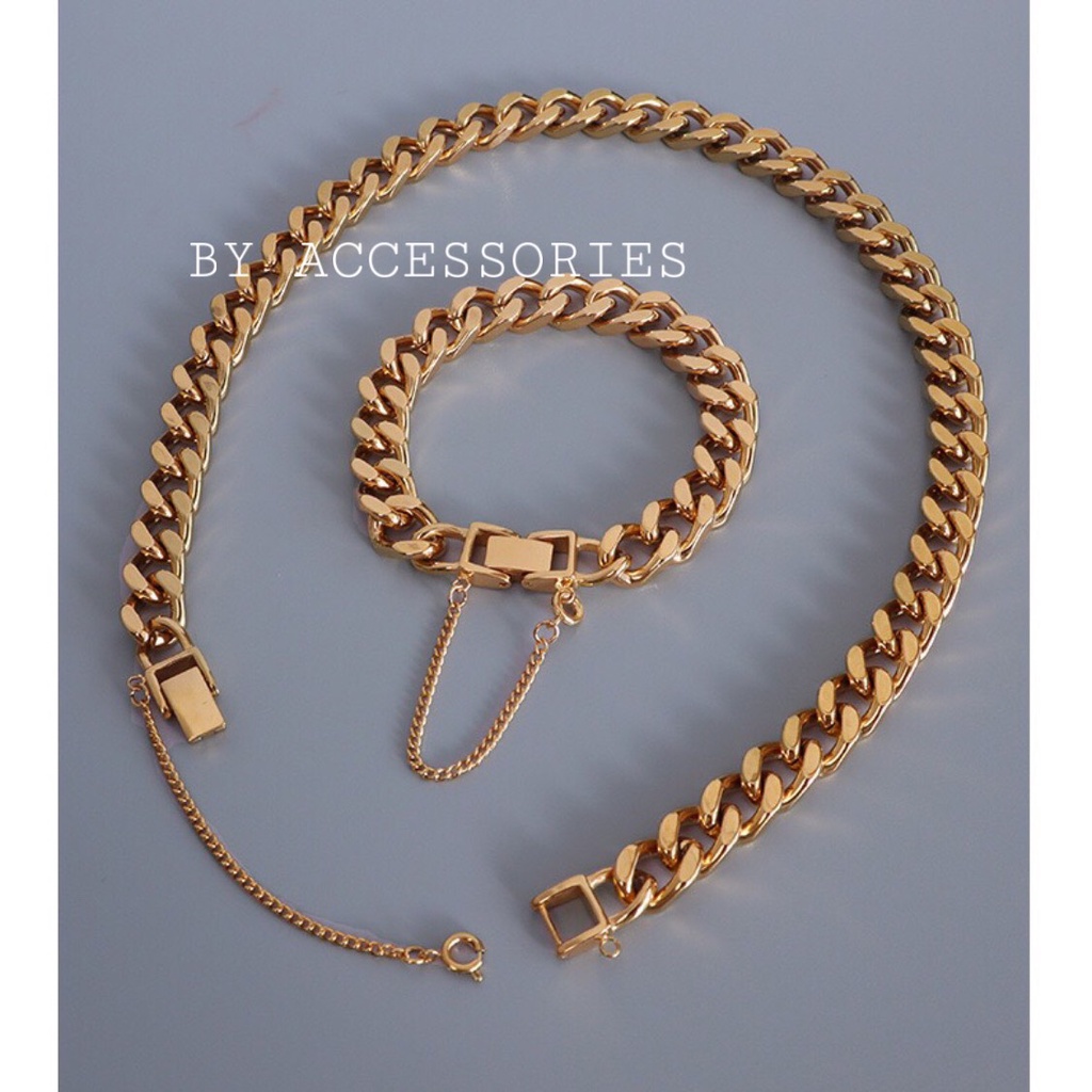 Vòng cổ choker titan xích vát cạnh 10mm khóa hộp không gỉ UN2104