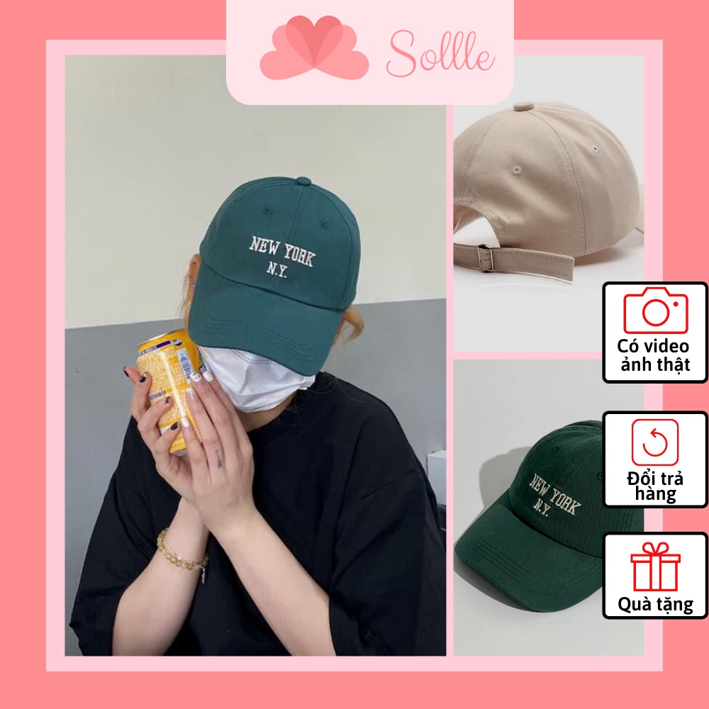 Mũ lưỡi trai Unisex thêu chữ NEW YORK NY, nón kết nữ phong cách thời trang Hàn Quốc Sollle