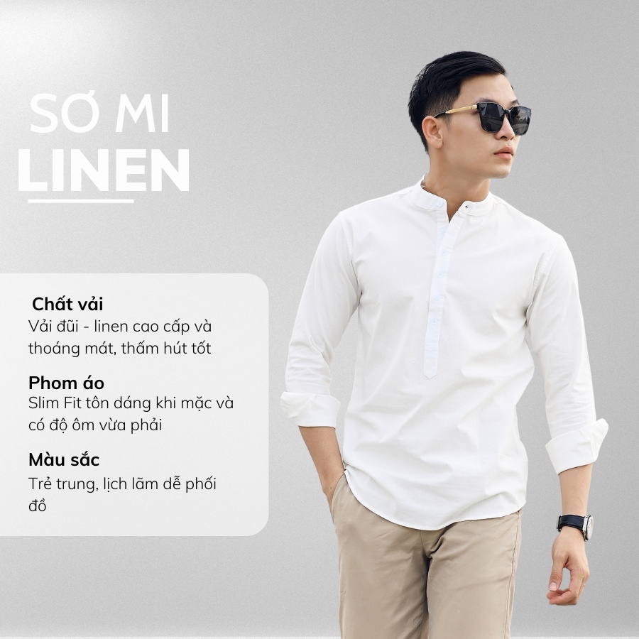 Áo Sơ Mi Nam Dài Tay GU CHẤT, Vải Đủi Mịn Màng, Thoáng Mát, Thiết Kế Cổ Trụ Sang Trọng - GUD14