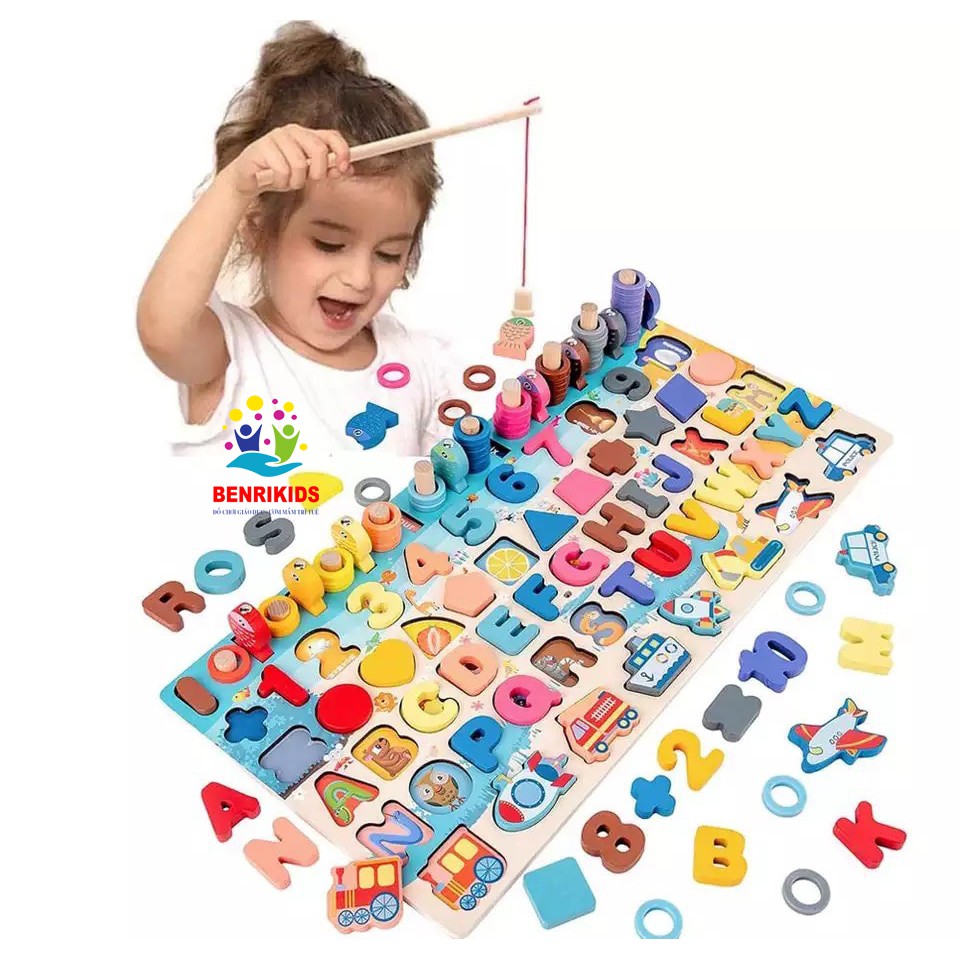 Bảng Câu Cá Nam Châm Đa Năng Montessori Bận Rộn Busy Board Bằng Gỗ Chủ Đề Gia Đình,Nghề Nghiệp Và Phương Tiện