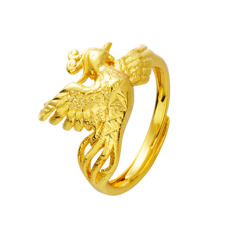 Nhẫn Đồng Mạ Vàng Hình Rồng Phượng Hoàng Sang Trọng Thời Trang Cho Nữ