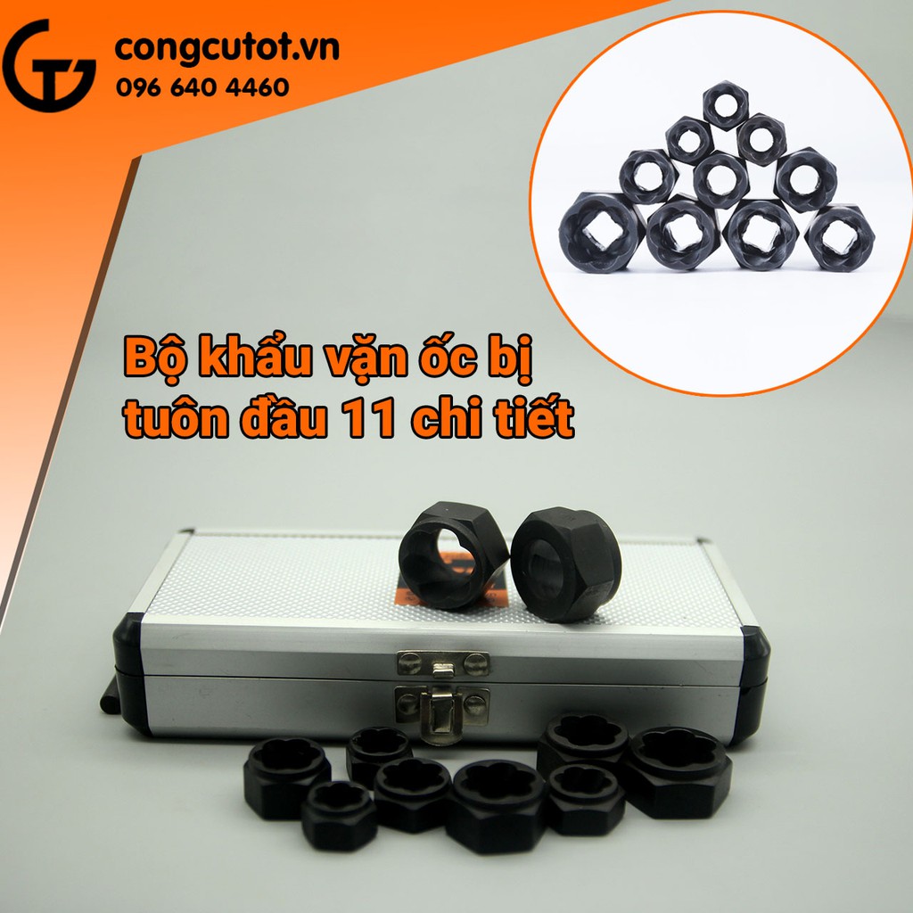 Bộ 11 khẩu vặn ốc bị tuôn đầu 9mm đến 19mm