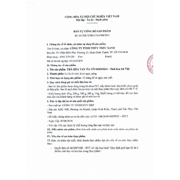 Trà Hòa Tan Tía tô Shisoko