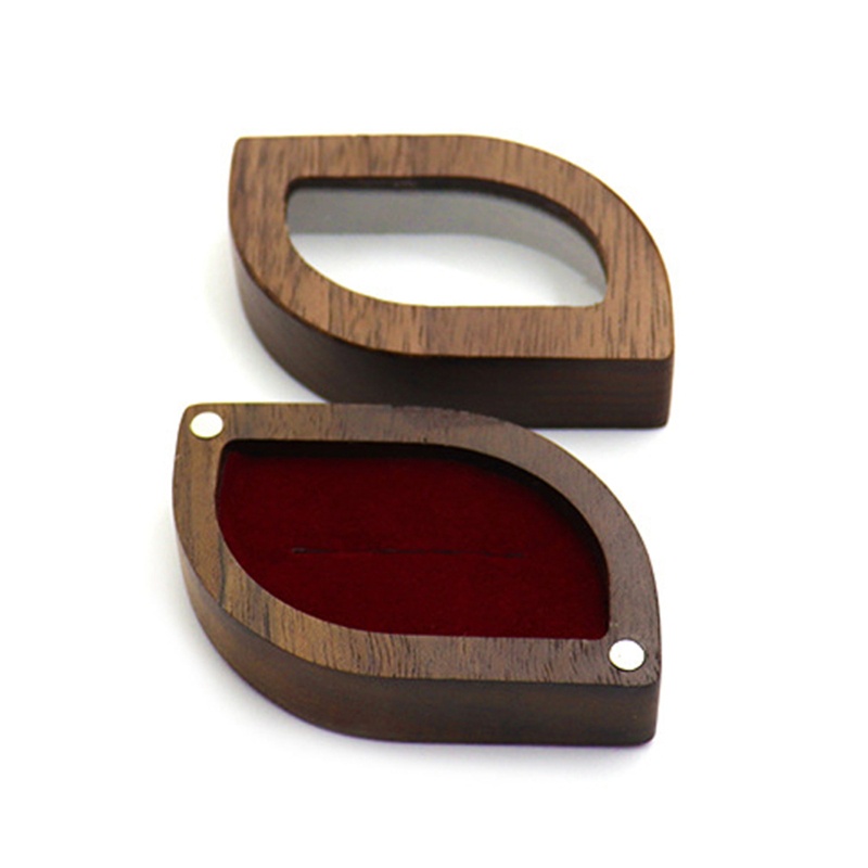 Hộp Đựng Nhẫn Cưới Bằng Gỗ Trơn Hình Chiếc Lá