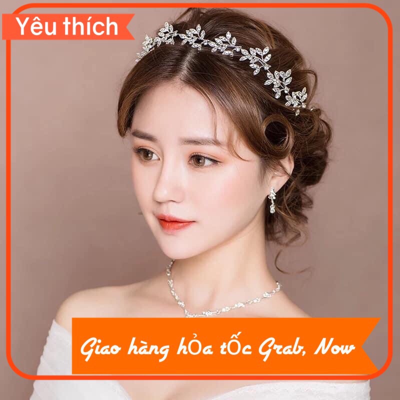 Cài đá CÀI TÓC CÔ DÂU hợp kim màu trắng