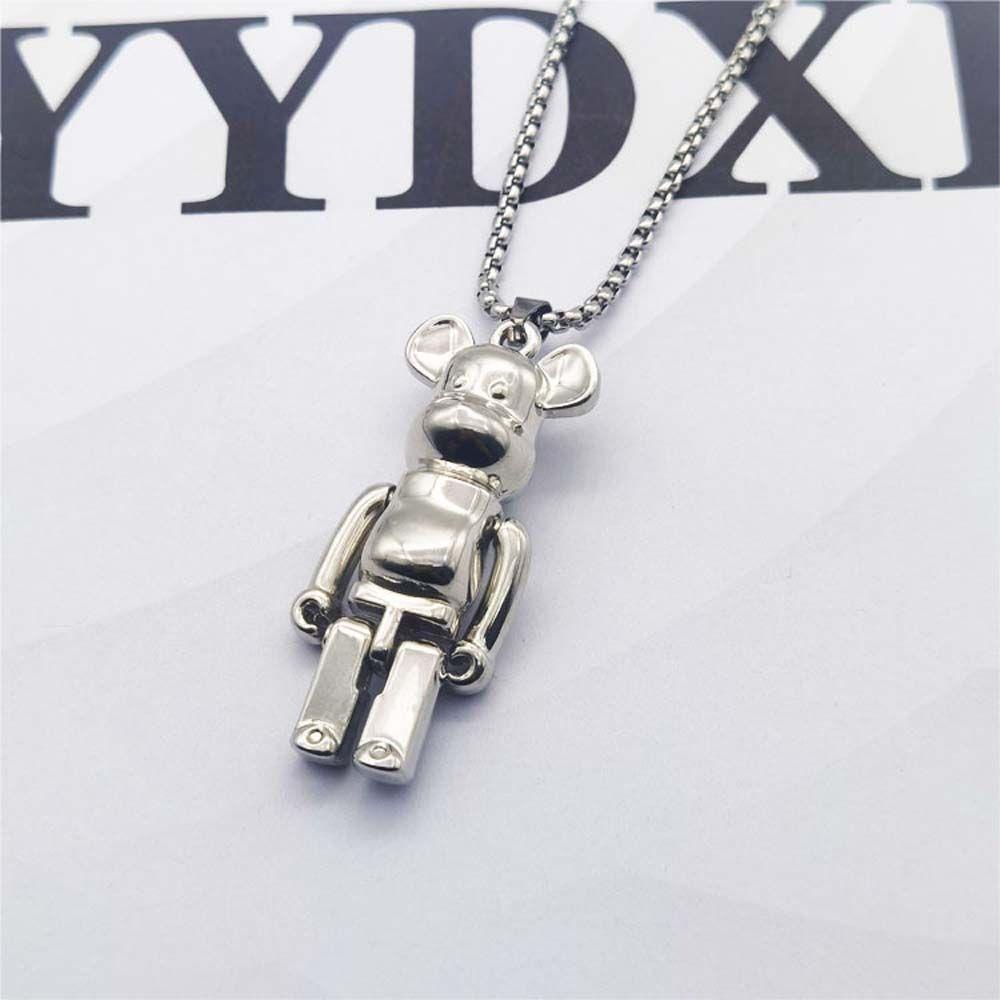 Vòng cổ Mặt Hình Gấu Hoạt Hình Màu Đen Phong Cách Punk Hip Hop Có Thể Di Chuyển Được 2Lilife
