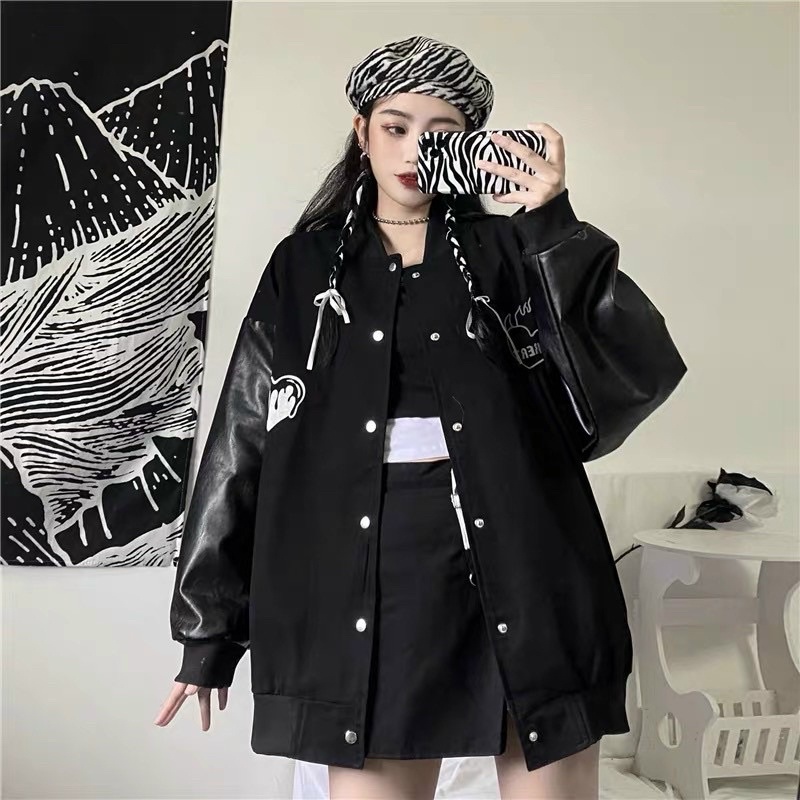 BOMBER KAKI PHỐI TAY DA IN LAKERST