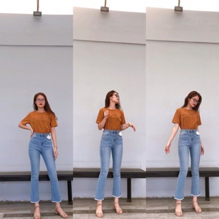 quần jeans loe 90p , quần ống pass