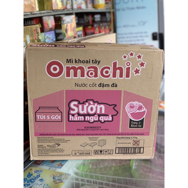 Thùng 30 gói Mì khoai tây Omachi sườn hầm ngũ quả / tôm chua cay/ bò hầm 80g | BigBuy360 - bigbuy360.vn